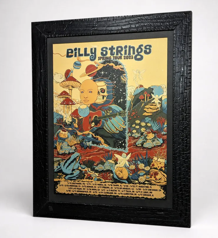 Billy Strings Spring 2023 Shogi Ban poster in a custom frame