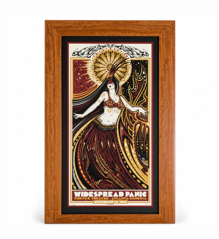 Custom eucalyptus wood frame with Widespread Red mat accent